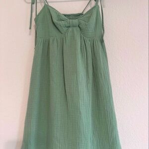Green bow front mini dress